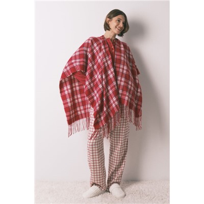 Poncho cuadros efecto lana cashmere