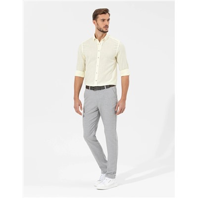 Sarı Slim Fit Uzun Kollu Gömlek