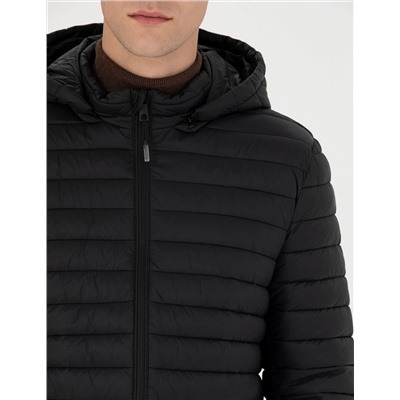 Siyah Slim Fit Mont