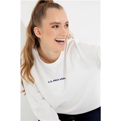 Kadın Ekru Bisiklet Yaka Sweatshirt
