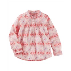 Printed Button-Front Top