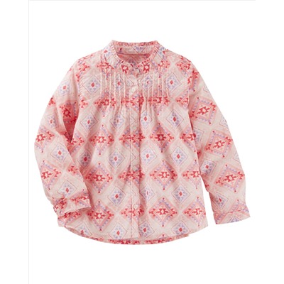 Printed Button-Front Top