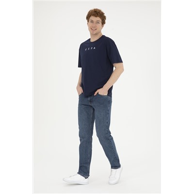 Erkek Comfort Fit Bisiklet Yaka Lacivert Tişört