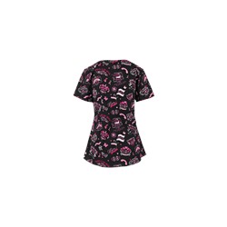 White Cross Scrubs Keep Calm And Fight On Print Top