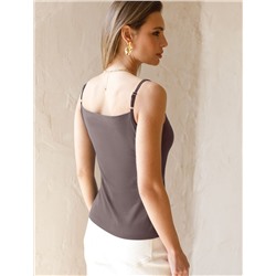 Топ с V-вырезом на регулируемых бретелях эластичный из премиального хлопка