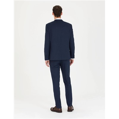 Lacivert Ekstra Slim Fit Çizgili Takım Elbise