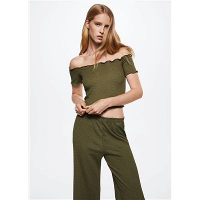 Pantalón fluido textura -  Mujer | MANGO OUTLET Melilla