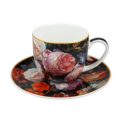 Пара чайная, 1 перс, 2 пр, 250 мл, фарфор F, черная, Розы, Baroque flowers, 62364
