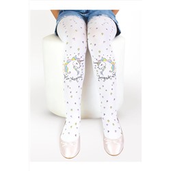 Denokids, Unicorn Kız Çocuk Beyaz Külotlu Mus Çorap