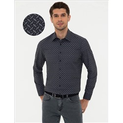Siyah Slim Fit Uzun Kollu Gömlek