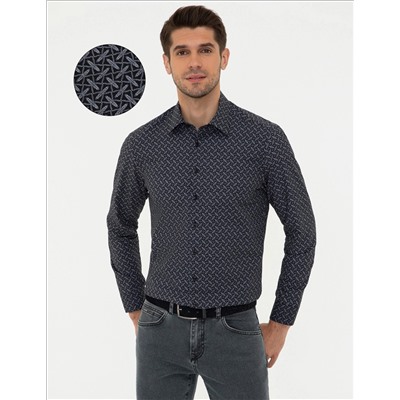 Siyah Slim Fit Uzun Kollu Gömlek