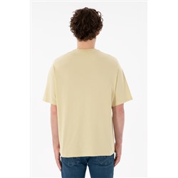 Erkek Oversize Fit Bisiklet Yaka Açık Haki Tişört