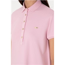 Kadın Açık Pembe Polo Yaka Mini Boy Örme Elbise