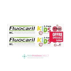 Fluocaril Kids 3/6 Ans Gel Fraise 2x50mlLot  × 2