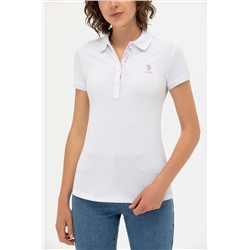 Kadın Beyaz Basic Polo Yaka Tişört