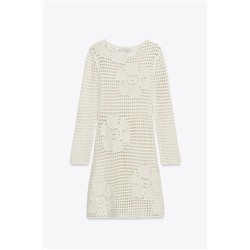FLORAL CROCHET KNIT DRESS