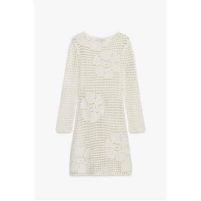 FLORAL CROCHET KNIT DRESS