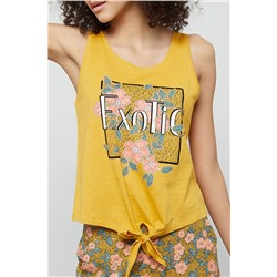 Camiseta de tirantes anudada Valia Mostaza