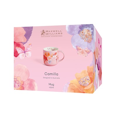 Кружка, 450 мл, фарфор P, розовая, Цветы, Camilla, 62870