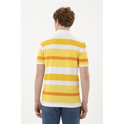 Erkek Regular Fit Polo Yaka Safran Tişört