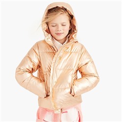 Girls' metallic puffer jacket with eco-friendly Primaloft®