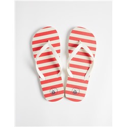 Striped Flip Flops, Men, Red