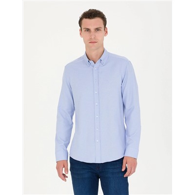 Açık Mavi Slim Fit Uzun Kollu Gömlek