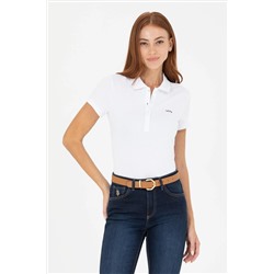 Kadın Beyaz Basic Polo Yaka Tişört