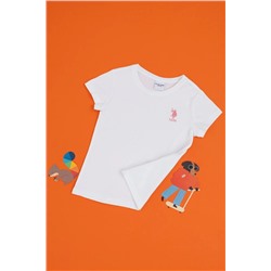 U.S. Polo Assn., Kız Çocuk Beyaz Bisiklet Yaka Tişört 50306210-vr013