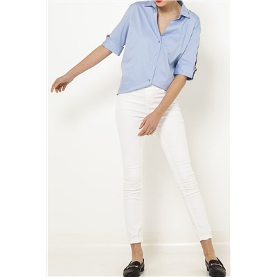 Pantalón recto Blanco