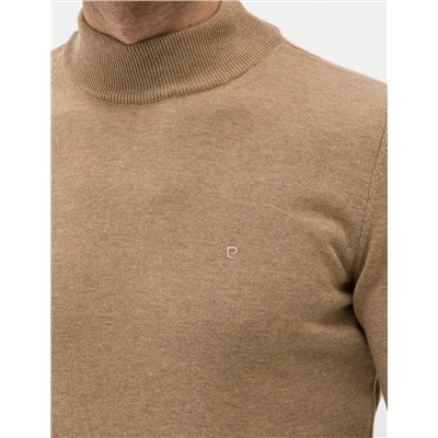 Camel Melanj Slim Fit Yarım Balıkçı Basic Triko Kazak