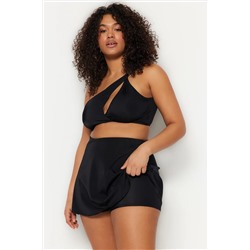 Siyah Şort Etekli Mini Büyük Beden Bikini Altı TBBSS23CR00015