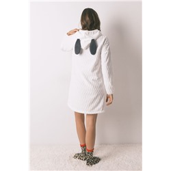 Camisón corto polar capucha blanco Snoopy