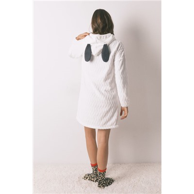 Camisón corto polar capucha blanco Snoopy