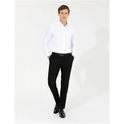 Beyaz Slim Fit Armürlü Gömlek