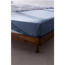 Manon King Size %100 Pamuk Ranforce Lastikli Çarşaf - Koyu Mavi
