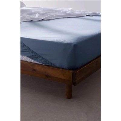 Manon King Size %100 Pamuk Ranforce Lastikli Çarşaf - Koyu Mavi