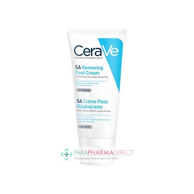 Cerave SA Crème Pieds Régénérante - Pieds Très Secs, Abimés, Rugueux, Fendillés 88 ml