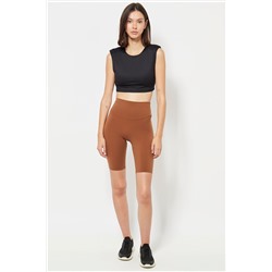 Leggings ciclista cintura alta - Camel