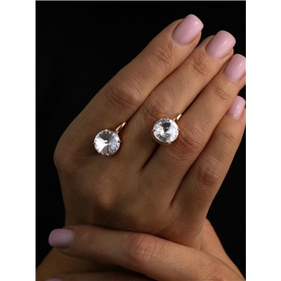 Кольцо из золочёного серебра с кристаллом Swarovski 925 пробы 0042к-001з