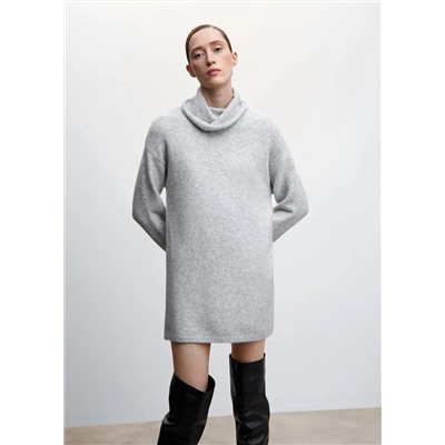 Vestido punto cuello vuelto -  Mujer | MANGO OUTLET España