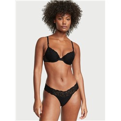 Lace-Waist Cotton Thong Panty