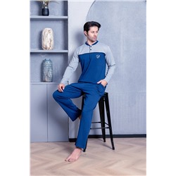 AHENGİM Erkek Pijama Takımı Interlok Önü Parçalı Pamuklu Mevsimlik M70032265 1-2-10001208