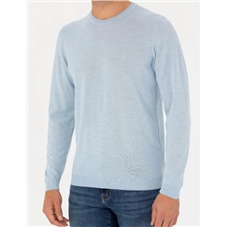 Açık Mavi Slim Fit Basic Kazak