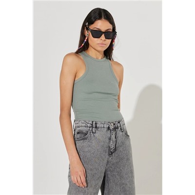 Lee Slim Fit Dar Kesim Bisiklet Yaka Kısa Kollu Haki Tişört L231752