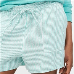 Linen-blend drawstring short