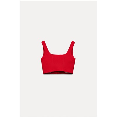 BUSTIER TOP WITH RHINESTONE BUTTONS