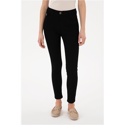 Kadın Siyah Toothpick Fit Kanvas Pantolon