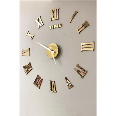 Wooden Factory Time Collection 3d Roma Rakamlı Duvar Saati (ALTIN) ROMA-7MM-ALTINP