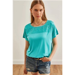 Olalook, Kadın Mint Yeşili Fisto Detaylı Yarasa Bluz BLZ-19002587